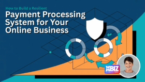Illustration of a resilient payment processing system with security shield and circular failover pathways representing redundancy and operational resilience in online payments.
